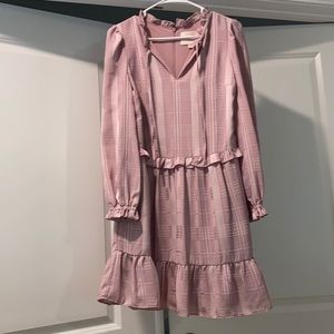 Gal Meets Glam lavender long sleeve tie neck dress